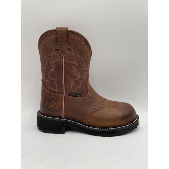 Justin WANETTE GY9980 Women's NEW Waterproof Steel-Toe Boot Brown US Size 7 - Picture 4 of 11